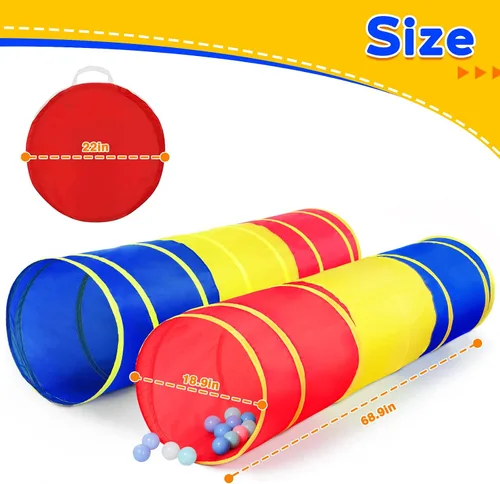 Vista 7 de Túnel de juego para niños pequeños, tienda de campaña desplegable para bebés, niños o perros con 2 lados de malla, juguetes de túnel para niños