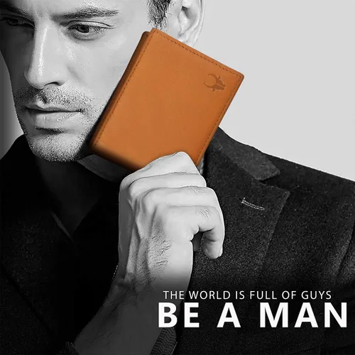 Vista 9 de WILDHORN Cartera de cuero genuino de grano superior protegido RFID para hombres, Coñac
