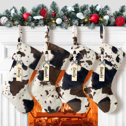 Vista 11 de Medias de Navidad de felpa personalizadas, paquete de 1 unidad, medias de Navidad grandes de piel bordada de 20 pulgadas, medias personalizadas