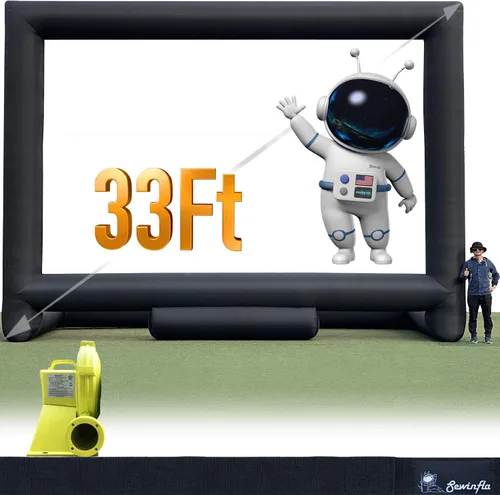 Vista 9 de Pantalla de proyector de película inflable para exteriores de 12 pies con ventilador integrado que soporta proyección frontal y trasera, pantalla