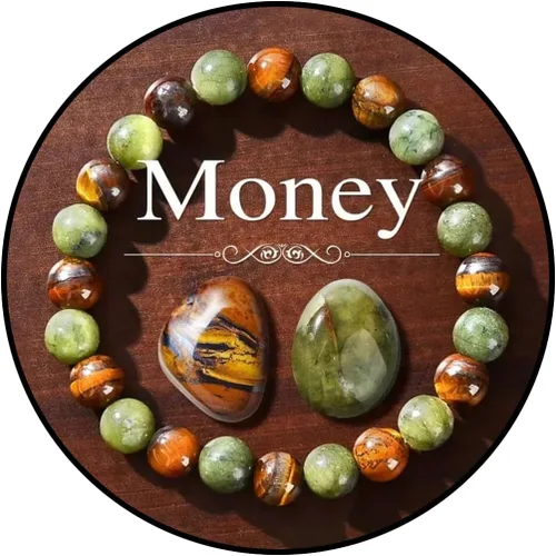 Vista 8 de Pulsera de riqueza Feng Shui, pulsera de prosperidad y buena suerte para mujeres y hombres, pulsera elástica con cuentas de 0.315 in, gradiente