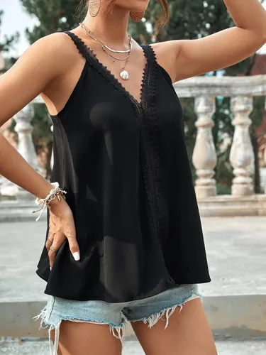 Vista 4 de SheIn Camisola casual sin mangas con cuello en V y tirantes para mujer