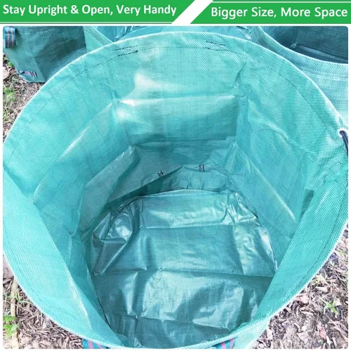 Vista 5 de Paquete de 2 bolsas profesionales de jardín grandes de 80 galones (D26, H33 pulgadas) con guantes de jardinería para bolsas de hojas, residuos