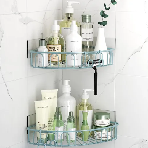 Vista 15 de Orimade Organizador esquinero de ducha de acero inoxidable con ganchos montado en la pared, estante de baño, organizador de almacenamiento, Negro
