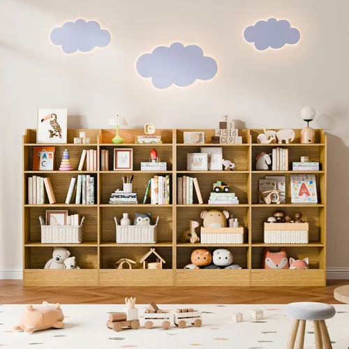 Vista 14 de Cozy Castle Organizador de almacenamiento de juguetes, estantería para niños de 5 niveles, estantería de 10 cubos para niños pequeños, armario