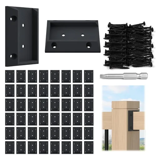 Vista 7 de Muzata 12 Piezas Soportes de Barandilla de Cubierta Conectores Kit de Soporte de Riel para Poste de Madera 2x4 (1.5"×3.5") Soporte de Riel