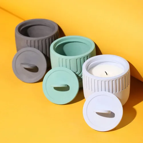 Vista 6 de Molde de silicona de tapa de cemento simple Molde cilíndrico de contenedor de vela de hormigón DIY recipiente de vela Herramienta de decoración