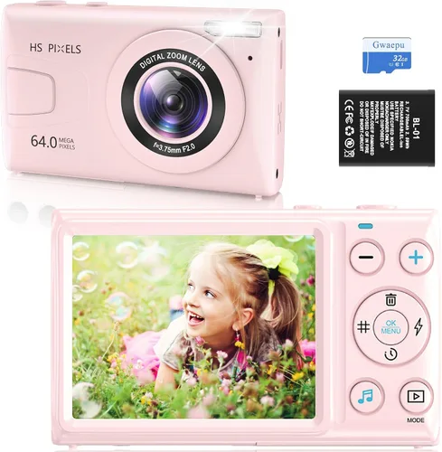Vista 11 de Cámara digital, 4K 64MP Cámara digital de apuntar y disparar con zoom de 18X cámara compacta para vlogging para adolescentes, adultos, niños, niñas