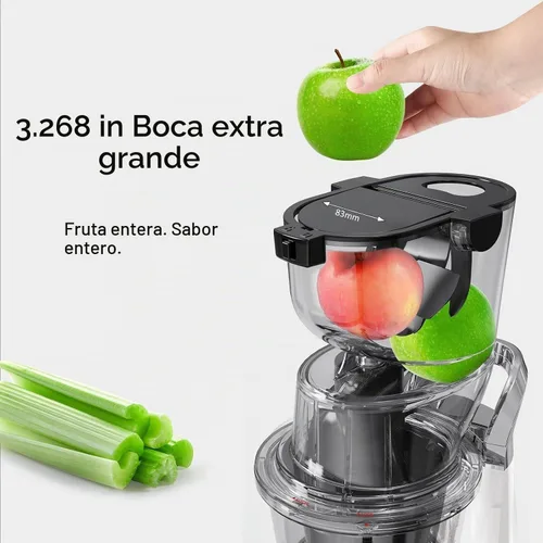 Vista 3 de SIFENE Exprimidor vertical de prensa en frío para productos enteros, canal ancho de 2.756 in, blanco