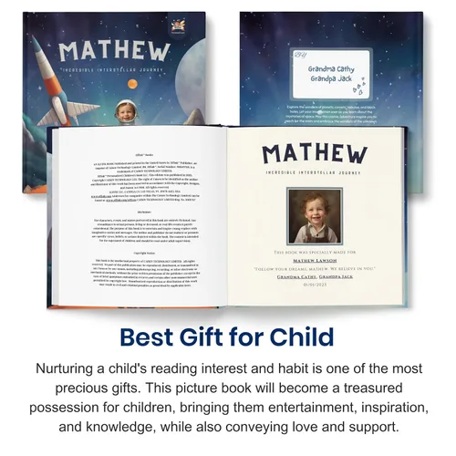 Vista 5 de Libro de cuentos personalizado para niños, increíble viaje interestelar, nombre y foto personalizados, regalos para bebés, aventura atractiva