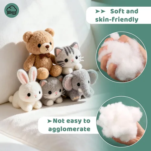 Vista 6 de Jmuiiu Relleno de poliéster de 1.8 onzas, Relleno de fibra de poliéster premium, Fibra de poliéster reciclada, Relleno para animales de peluche