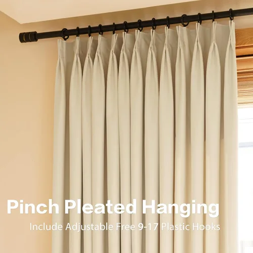 Vista 47 de HUTO Cortinas Plisadas de Pinzas Opacas con Aislamiento Térmico para Oscurecer la Habitación, Panel de Tratamiento de Ventana para Sala de Estar