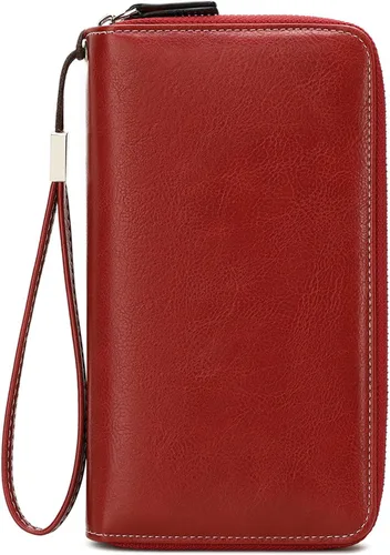 Vista 10 de VONCOSS Cartera larga con cremallera alrededor de las mujeres de gran capacidad, para tarjetas de crédito, soporte para teléfono, embrague