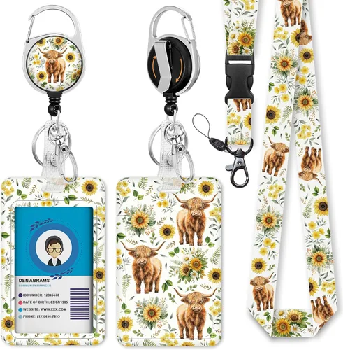 Vista 25 de Giancomics Soporte para tarjetas de identificación negro con cordón, cordones para insignias de identificación con carrete de insignia retráctil