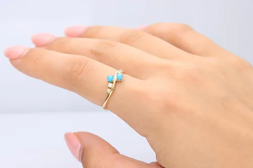 Vista 4 de Gin & Grace Anillo de oro amarillo de 10 quilates con diamantes para mujer