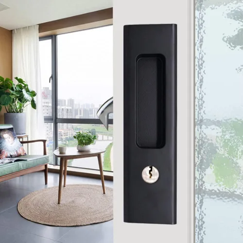 Vista 5 de LWZH Cerradura de puerta de bolsillo de privacidad negro mate de 6.3 pulgadas, cerradura de manija empotrada invisible con llaves, cerradura