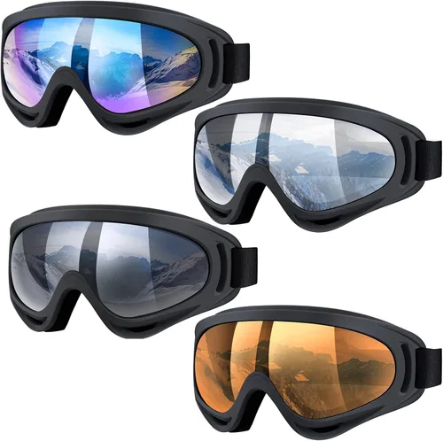 Vista 8 de Paquete de 4 gafas de nieve para esquiar, gafas de nieve para hombres, mujeres, niños, jóvenes, adultos, niños y niñas, gafas de snowboard