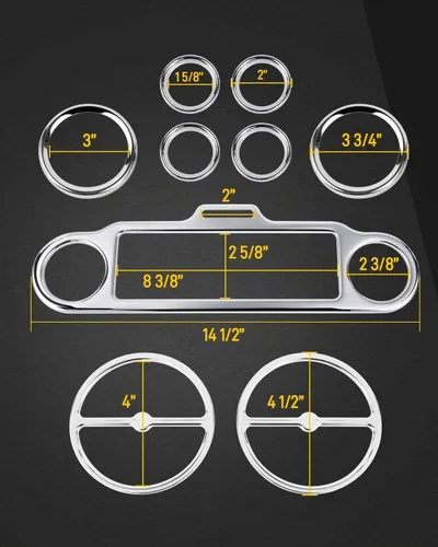 Vista 7 de Juego de embellecedores para velocímetro de acento estéreo 9 piezas, compatible con Harley Davidson 1996-2013 Electra Glide Street Glide Trike Glide