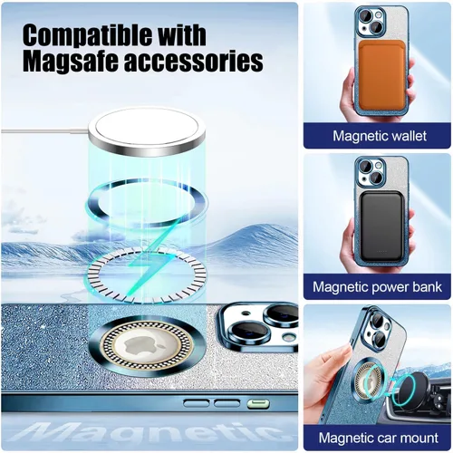 Vista 321 de Misscase Funda magnética con purpurina para iPhone 11 compatible con MagSafe, protección completa, delgada, a prueba de golpes, antiarañazos