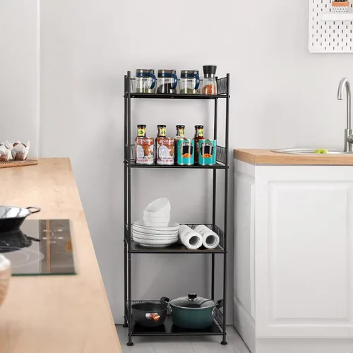 Vista 7 de OYEAL Estantes de baño independientes para toallas de baño, unidad de estantería de alambre de 4 niveles, estante de pie, organizador de piso