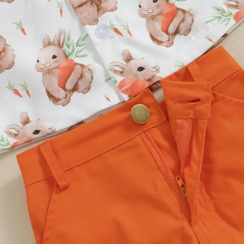 Vista 5 de Lnzyyephy Conjunto de ropa de verano para bebé niño, camisa de manga corta con botones + pantalones cortos sólidos