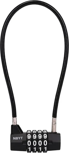 Vista 6 de Cerradura de cable combinada, cable de acero de 3/16 pulgadas, 7 pulgadas de longitud, cerradura de 4 dígitos para puertas, vallas, gabinetes