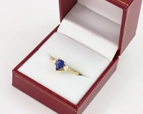 Vista 2 de LA BLINGZ - Anillo apilable de oro amarillo de 10 quilates, zafiro azul y topacio blanco