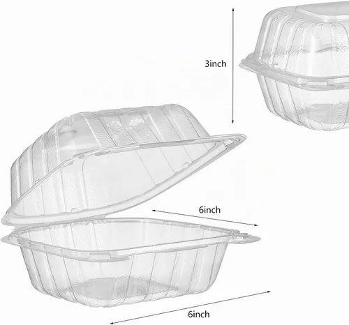 Vista 2 de Jaluxing 100 unidades de contenedores desechables de plástico transparente con bisagras para llevar alimentos, 15 cm de ancho, envases desechables
