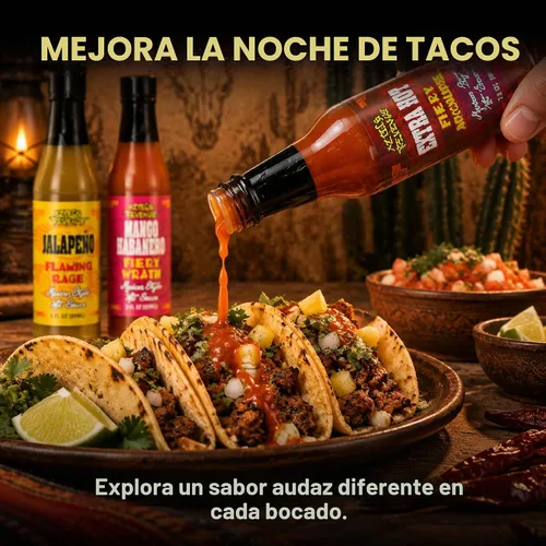 Vista 4 de Set de regalo de variedad de salsa picante estilo mexicano Aztecs Revenge - 10 botellas de salsa picante