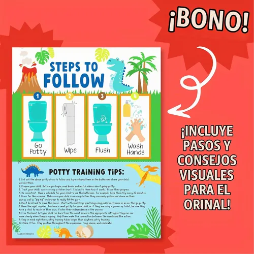 Vista 7 de 10 Tabla de entrenamiento para ir al baño para niños pequeños Tabla de Dinosaurio
