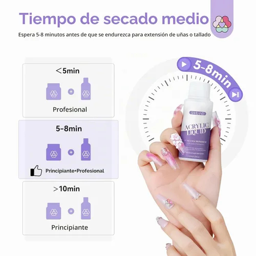 Vista 5 de SAVILAND Líquido acrílico para uñas monómero: monómero líquido acrílico sin amarillamiento de 4 onzas con cepillo de uñas #12 para aplicación