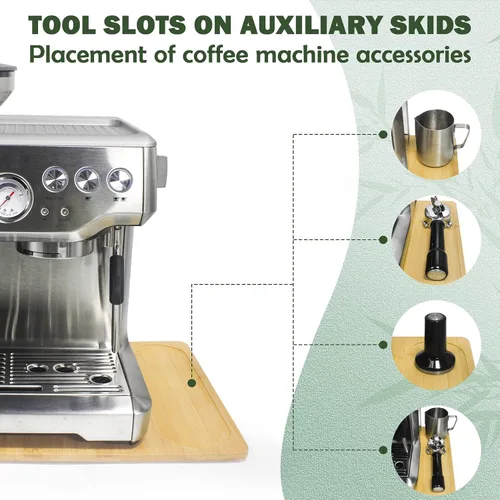 Vista 5 de Deslizador de electrodomésticos de bambú de gran tamaño mejorado para máquina de café espresso Breville Barista 870/878 – Bandeja deslizante debajo