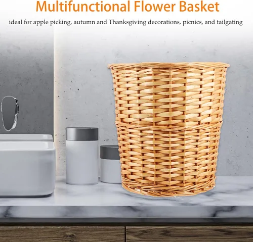Vista 3 de PRETYZOOM Cesta de almacenamiento tejida moderna para arreglos florales, papelera decorativa para dormitorio, sala de estar