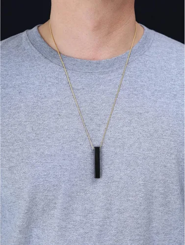 Vista 3 de COAI Collares con colgante de piedra de barra Yin Yang para parejas Piedra