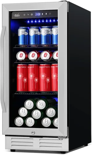 Vista 12 de 35.42" W Commercial Under Counter Beverage Refrigerator, 2 Glass Door Back Bar Cooler, Built-in/Freestanding 7.4Cuft Drink Fridge with LED Light