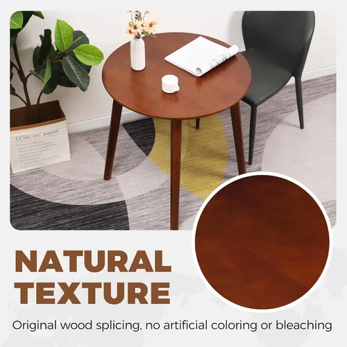 Vista 6 de Mesa de comedor redonda pequeña de 28.3 pulgadas para 2, mesa de comedor de madera que ahorra espacio, mesa de comedor de madera rústica, mesa