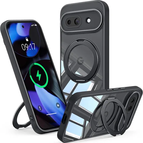 Vista 40 de 【Soporte magnético giratorio de 360°】 Funda para Google Pixel 8A 【Compatible con MagSafe y Pixelsnap】 Funda con soporte de anillo 【Transparente sin