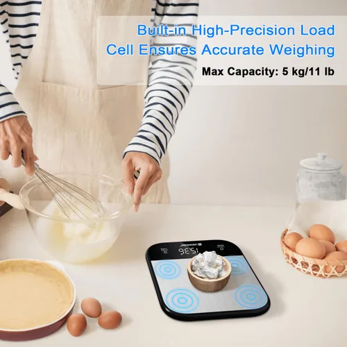 Vista 3 de UNIWEIGH - Básculas de alimentos para cocina, gramos y onzas, 11 libras Digital Scale for Food Weight,Baking,Cooking,Small Kitchen Scales with 7