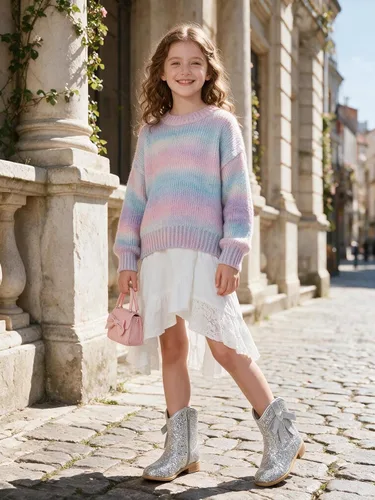 Vista 2 de Coutgo Botas vaqueras para niñas, botas de tacón bajo con purpurina, botas Plateado