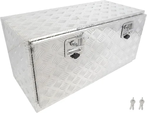 Vista 16 de SCITOO - Caja de herramientas de aluminio de 18 pulgadas de plata resistente para cama de camión, caja de herramientas para remolque de RV
