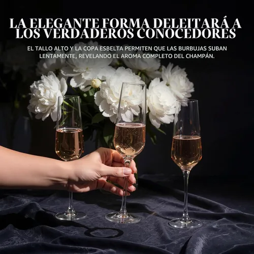 Vista 6 de Krosno Juego de 6 copas de champán de 6.1 oz, colección vanguardista