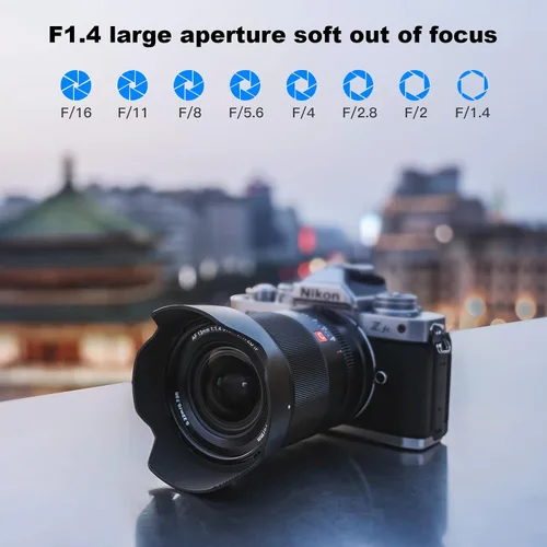 Vista 2 de VILTROX 13mm f1.4 F/1.4 Lente de Montura Z, Lente Prima Gran Angular Aps-C para Cámara de Montura Z Nikon Z5/Z50/Z6/Z6II/Z7/Z7II/ZFC/Z30/Z9