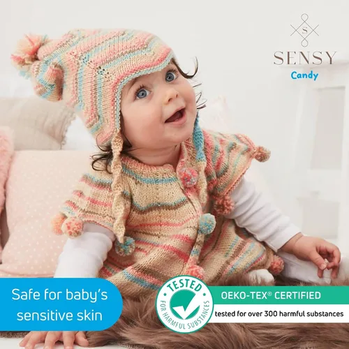 Vista 4 de Sensy Candy Yarn - Hilo de 5 madejas, 3.5 onzas, 251 yardas, multicolor para ganchillo y tejido, calibre ligero 3