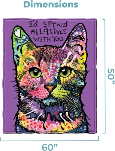 Vista 3 de Dawhud Direct Manta de Gato de 50x60 Pulgadas Dean Russo 9 Lives – Manta Tipo Throw de Vellón de Felpa para Adultos y Niños - Suave y Acogedora