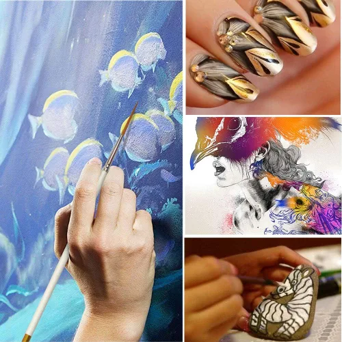Vista 8 de Juego de 15 pinceles de pintura fina para detalles, micro mini pinceles para artistas, punta ultra fina, para delineadores de escritura acrílica