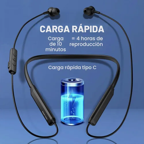 Vista 4 de MORMOQUE Auriculares Bluetooth G5 con banda para el cuello, con micrófono inalámbrico, auriculares de graves profundos de alta fidelidad