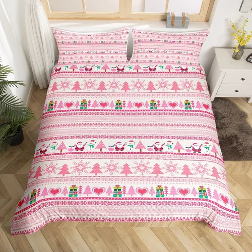 Vista 32 de Feelyou Juego de ropa de cama de Navidad gris para niños, tamaño individual, funda de edredón enana de Navidad para niños, niñas, adolescentes
