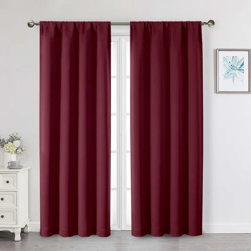 Vista 112 de Cortinas opacas para dormitorio, sala de estar, juego de 2 paneles de 54 pulgadas de largo, cortinas de oscurecimiento de habitación con aislamiento