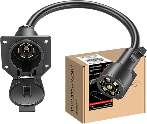 Vista 9 de Cable de extensión de 7 vías para remolque, 1 pie, cable de extensión de 7 vías para remolque, arnés de cableado de 7 puntas, cable de conector