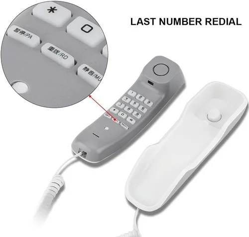 Vista 3 de Trimline - Teléfono con cable extensible, teléfono con cable con función de redireccionamiento del último número, función de pausa y silencio